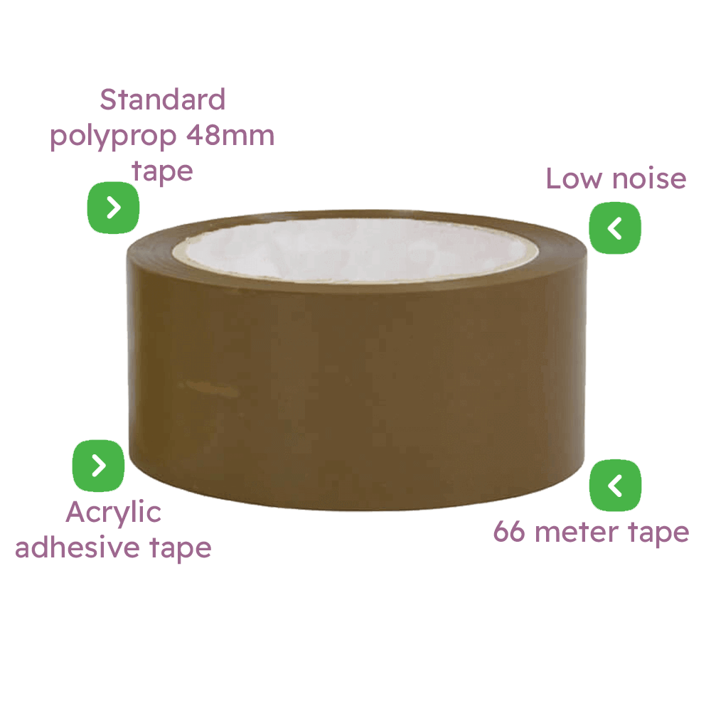 Brown Low Noise Packing Parcel Tape - 48mmx66m