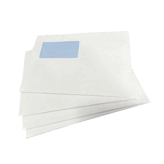 500 White C5+ Gummed Plain High Windowed (45mm x 90mm Window) Envelopes (162mm x 235mm)