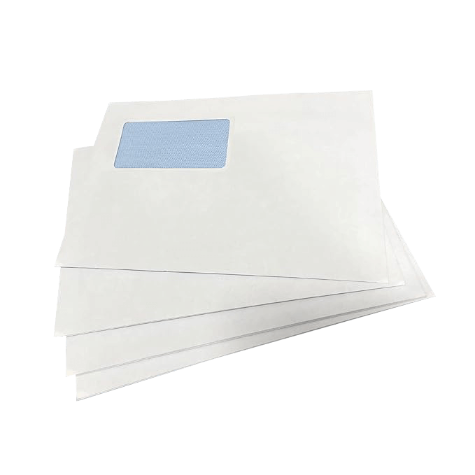 500 White C5+ Gummed Plain High Windowed (45mm x 90mm Window) Envelopes (162mm x 235mm)