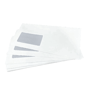 White DL+ Gummed Plain Windowed (35mm x 90mm Window) Envelopes (110mm x 220mm)