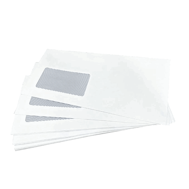 White DL+ Gummed Plain Windowed (45mm x 90mm Window) Envelopes (114mm x 235mm)