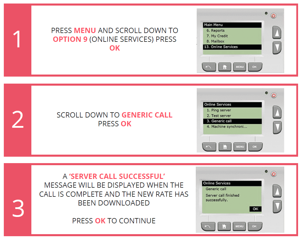 Mailstart 2 / IS240 / IS280 / IS280C Rate Change instructions