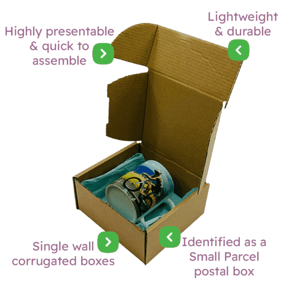 Brown PiP Small Parcel Postal Box - 160x150x75mm Infographic