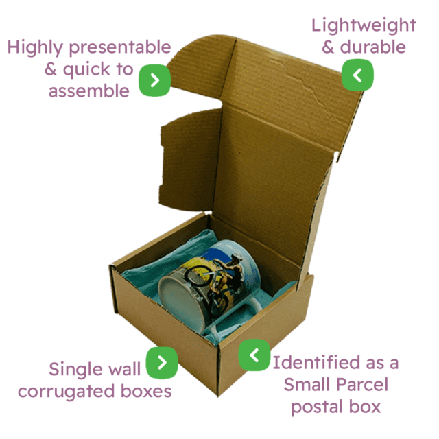 Brown PiP Small Parcel Postal Box - 160x150x75mm Infographic