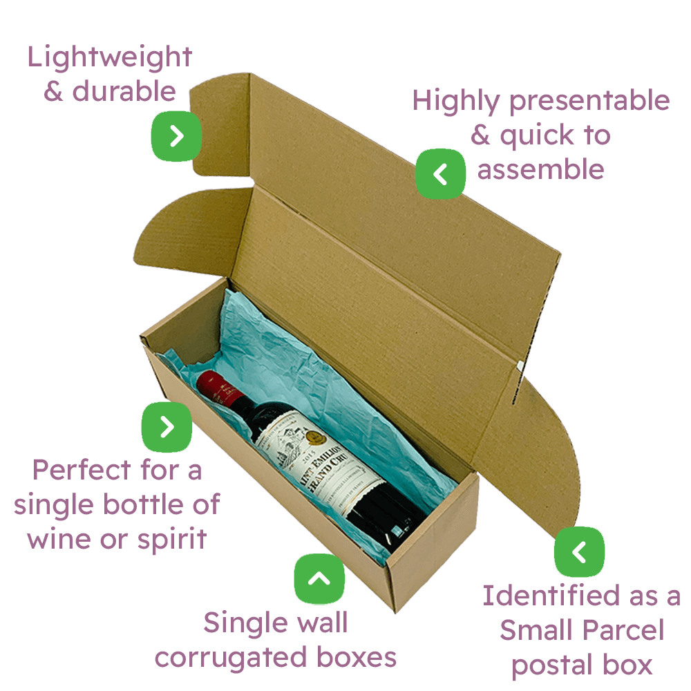 Brown PiP Small Parcel Postal Box - 340x110x110mm Infographic