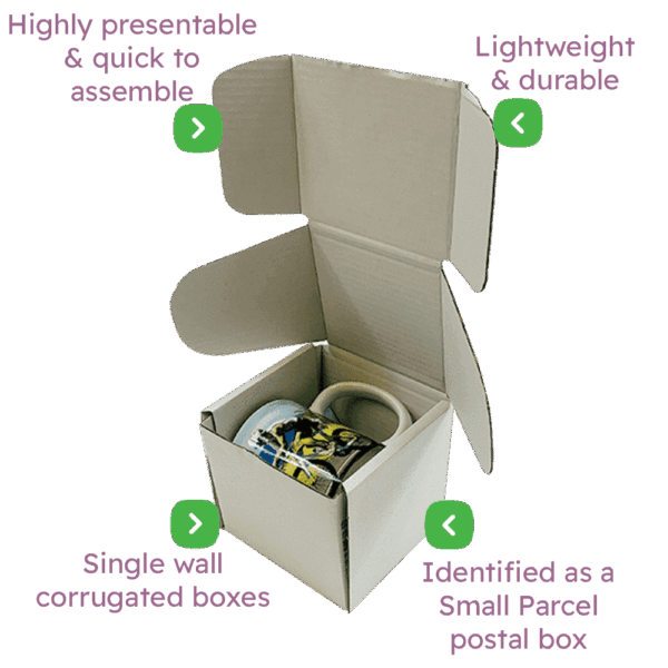 White PiP Small Parcel Postal Box - 102x102x102mm Infographic