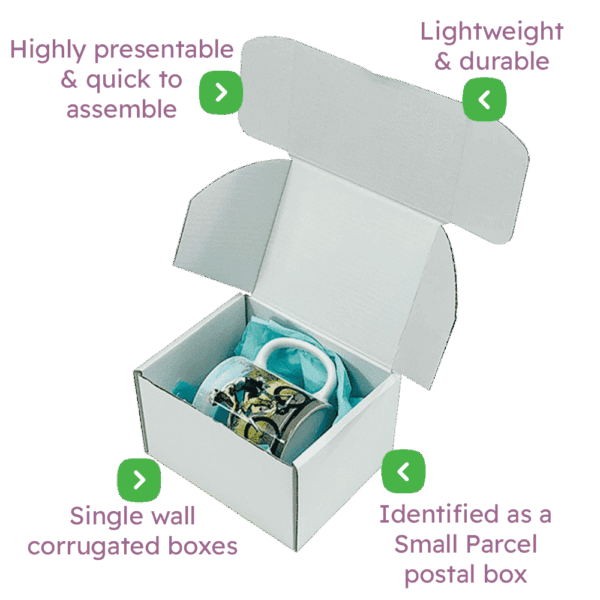 White PiP Small Parcel Postal Box - 152x127x95mm Infographic