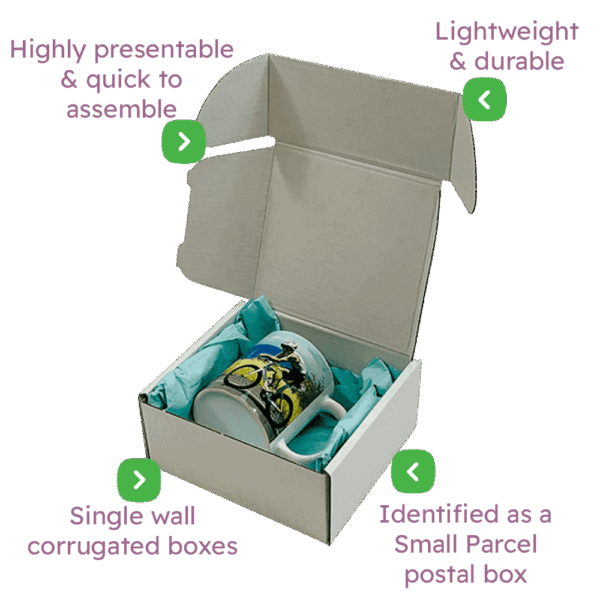 White PiP Small Parcel Postal Box – 160x150x75mm Infographic
