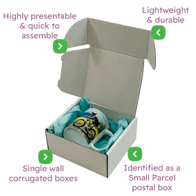 White PiP Small Parcel Postal Box – 160x150x75mm Infographic