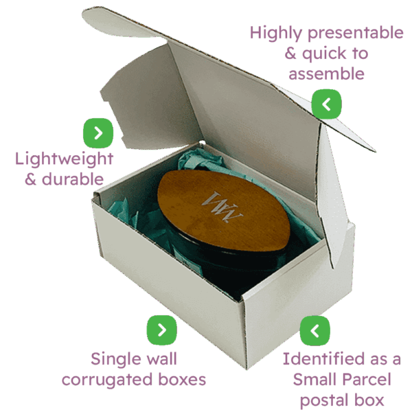 White PiP Small Parcel Postal Box - 222x150x88mm Infographic