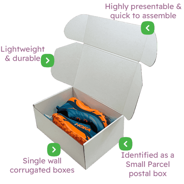 White PiP Small Parcel Postal Box - 375x255x150mm Infographic
