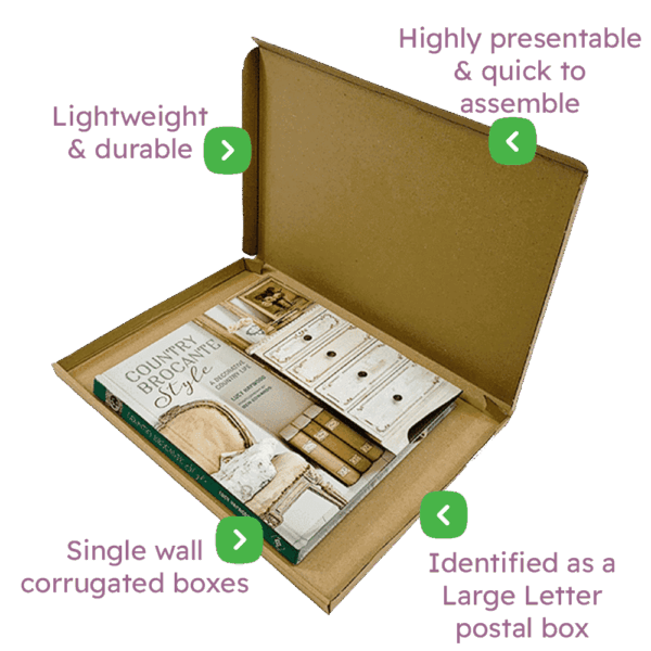 Brown PiP Large Letter Postal Box – 344x235x17mm Infographic