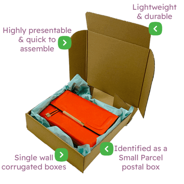 Brown PiP Small Parcel Cake Box - 254x254x102mm Infographic