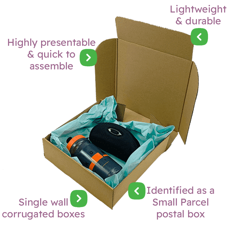 Brown PiP Small Parcel Cake Box - 254x254x76mm Infographic