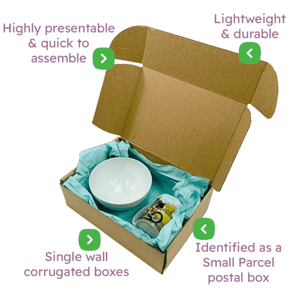 Brown PiP Small Parcel Postal Box – 290x208x95mm Infographic