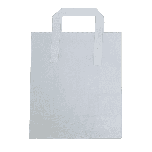Medium White Tape Handle Paper Carrier Bags - 218x120x270mm