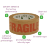 Paper Kraft 'FRAGILE' Packing Parcel Tape - 50mmx50m