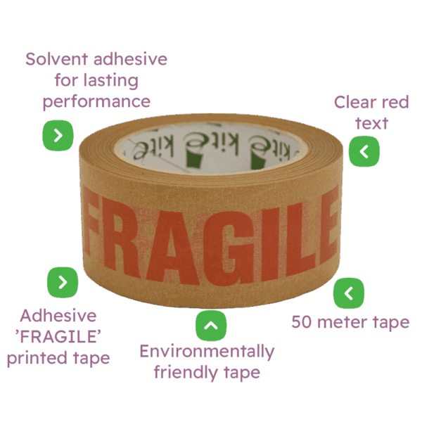 Paper Kraft 'FRAGILE' Packing Parcel Tape - 50mmx50m