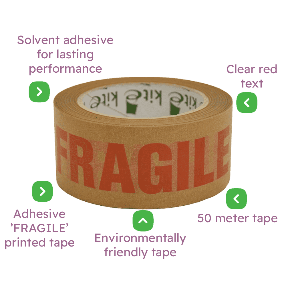Paper Kraft 'FRAGILE' Packing Parcel Tape - 50mmx50m