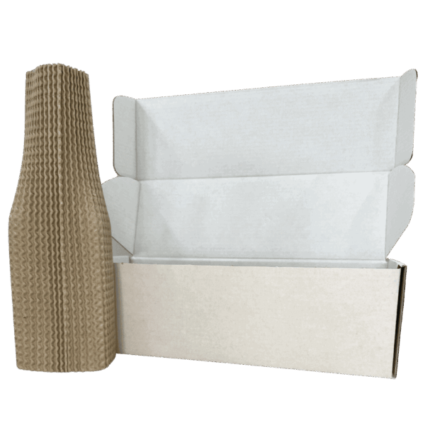 Single Bottle Corrugated Bottle Sleeves Kit – Includes Corrugated Bottle Sleeves & White Postal Boxes