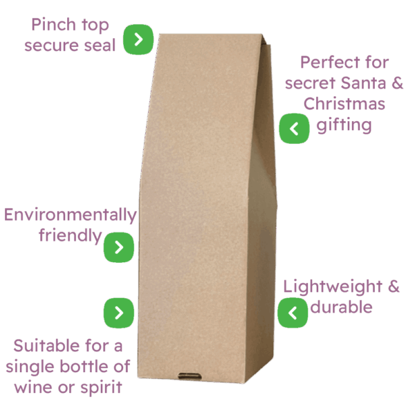 Single Bottle Brown Pinch Top Box - 120x120x395mm