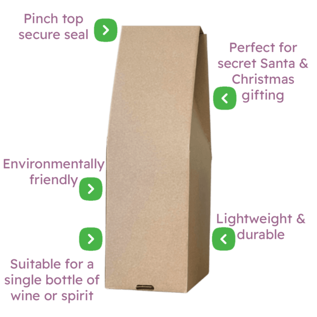 Single Bottle Brown Pinch Top Box - 120x120x395mm