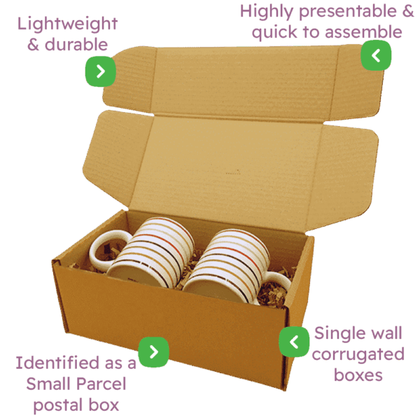 Brown PiP Small Parcel Postal Box - 250x150x100mm Infographic