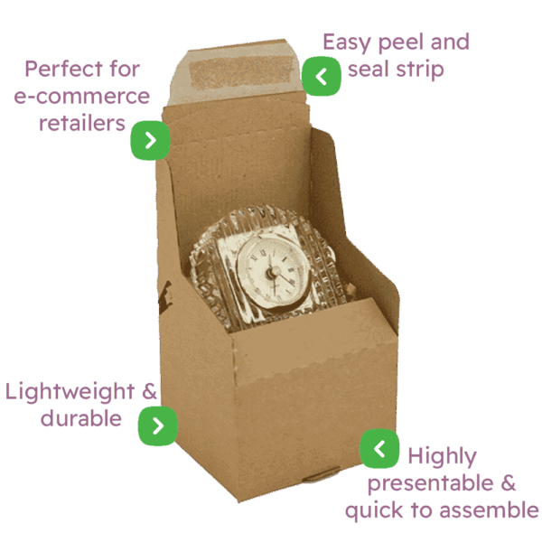 Brown E-Commerce Postal Box - 110x100x70mm Infographic
