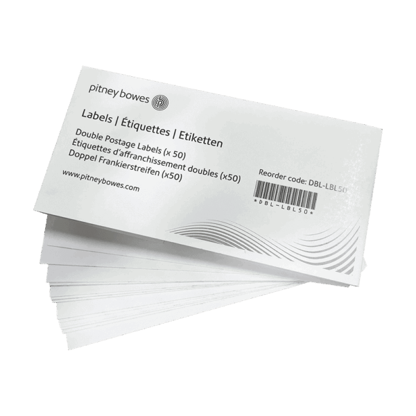 50 Pitney Bowes Original Double Postage Labels (25 sheets with 2 per sheet) 50 Pitney Bowes Original Double Postage Labels (25 sheets with 2 per sheet)