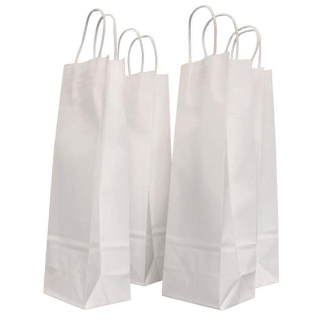 White Twist Handle Paper Carrier Bags - 110x85x360mm