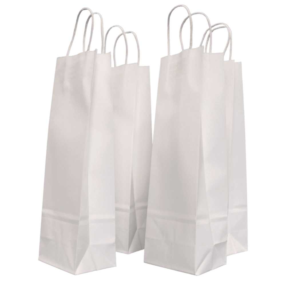 White Twist Handle Paper Carrier Bags - 110x85x360mm
