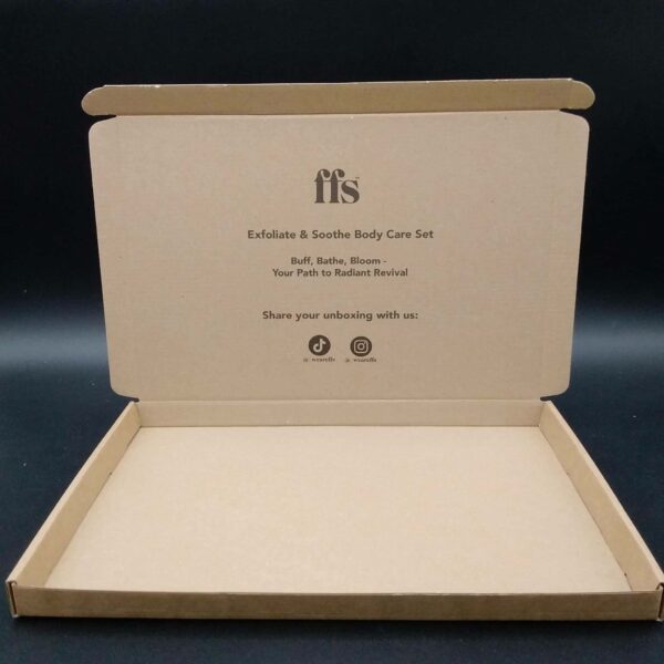 FFS Personalised Exfoliate & Soothe Body Care Set- 330x220x23mm - Single Unit - Printed both sides