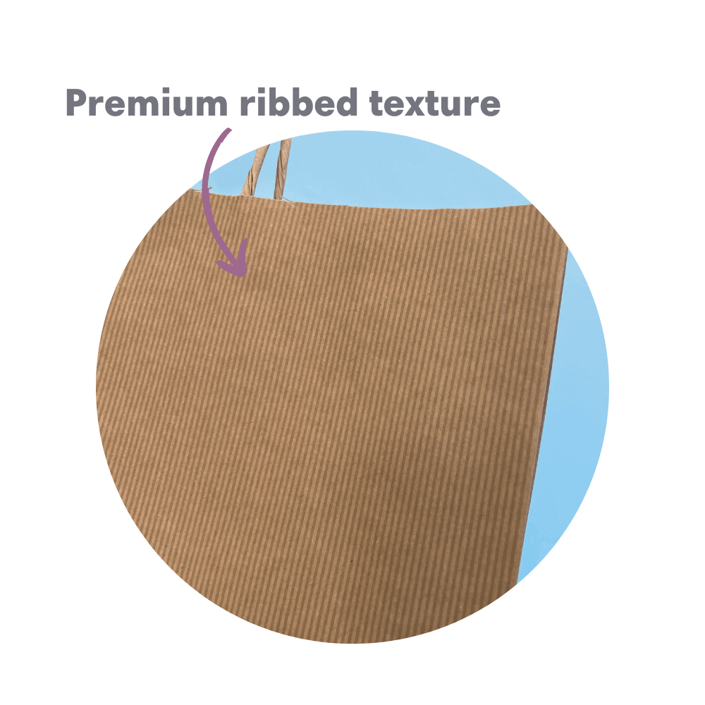 Ribbed Kraft Premium Brown Twist Handle Paper Carrier Bags