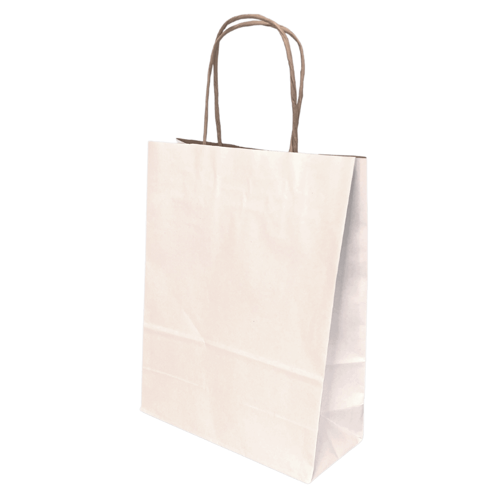 White Kraft Premium Twist Handle Paper Carrier Bags - 185x80x240mm