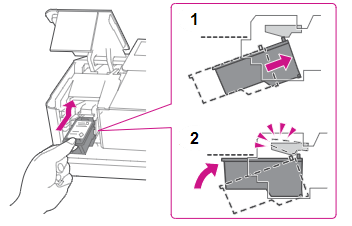 Sliding the ink cartridge into the Mailsend Lite