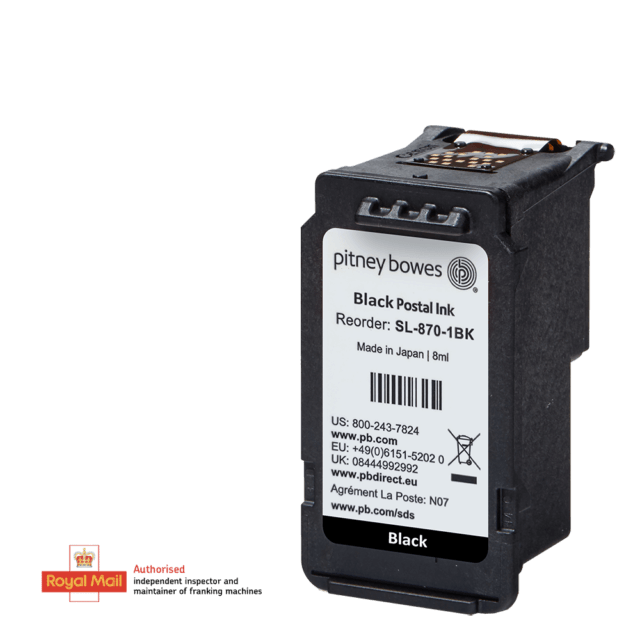 Pitney Bowes SendPro Mailstation Ink Cartridge - New OEM Original Black