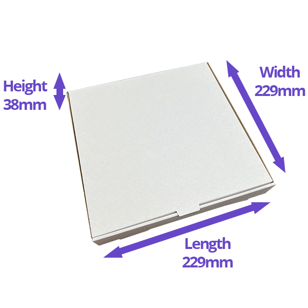 White 9" (Inch) Takeaway Pizza Box - 229x229x38mm