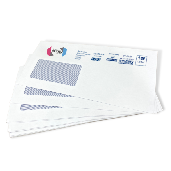 Custom Franking Logo for DL Windowed Gummed Envelopes (110mm x 220mm) - Box of 1000