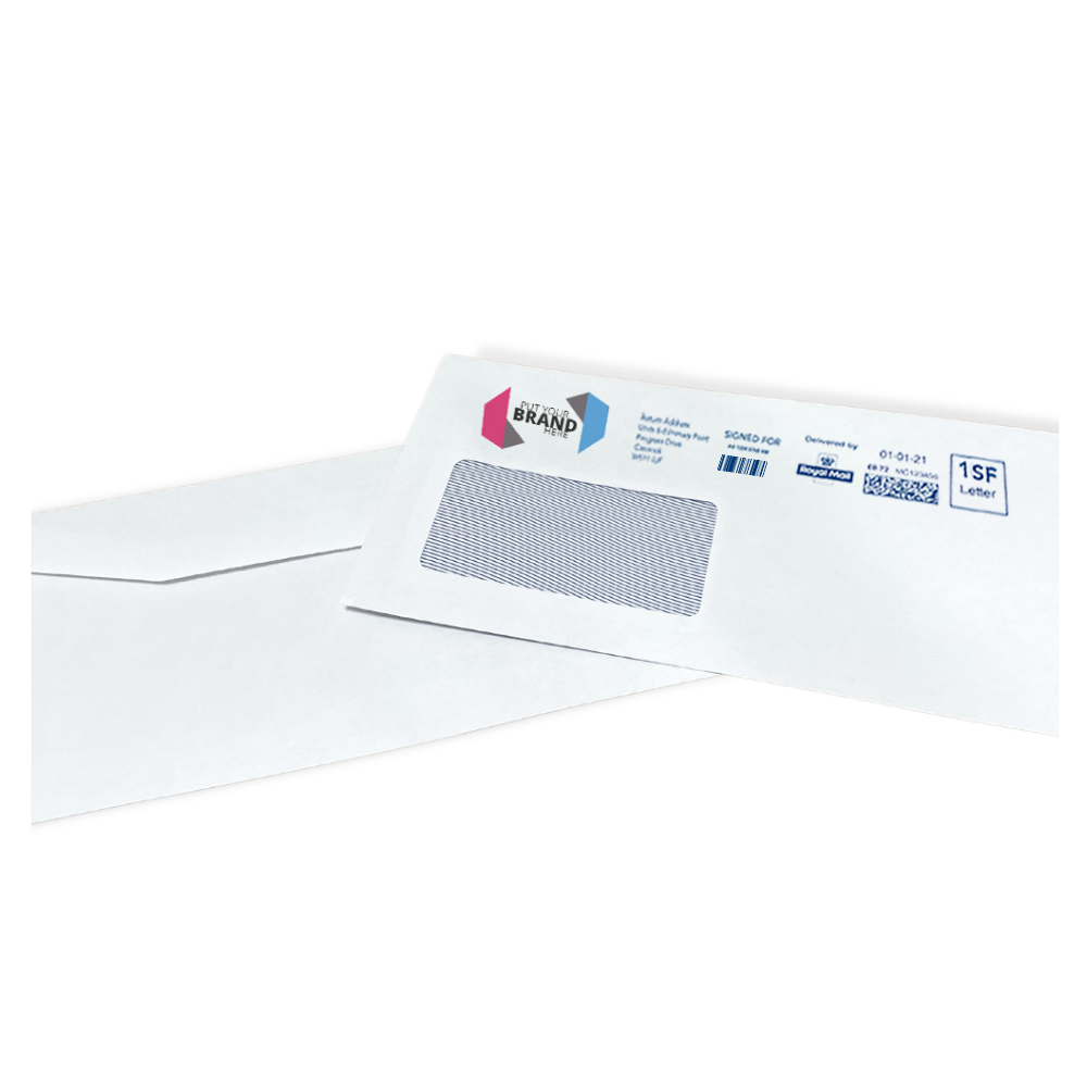 Custom Franking Logo for DL Windowed Gummed Envelopes (110mm x 220mm) - Box of 1000