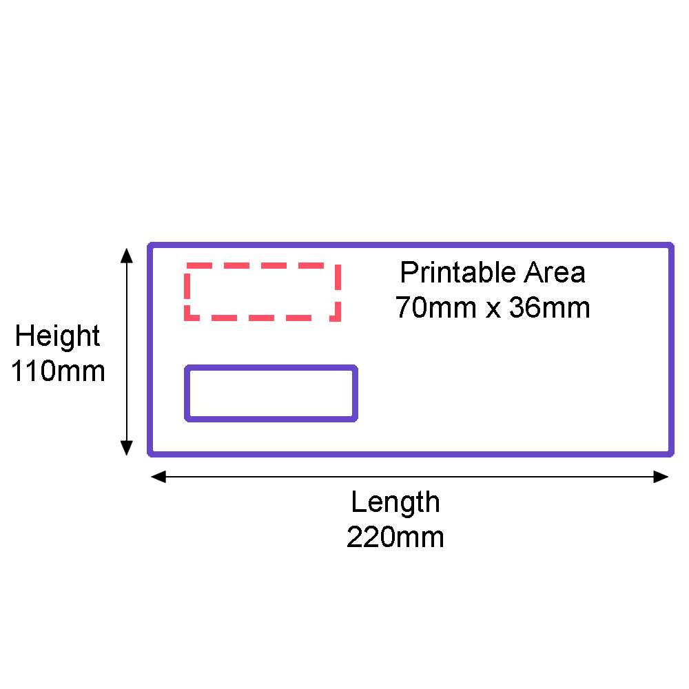 Custom Franking Logo for DL Windowed Gummed Envelopes (110mm x 220mm) - Box of 1000