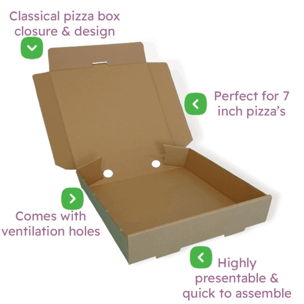Brown 7" (Inch) Takeaway Pizza Box - 188x188xx46mm