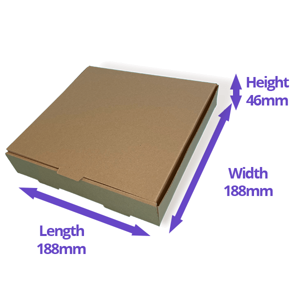 Brown 7" (Inch) Takeaway Pizza Box - 188x188xx46mm