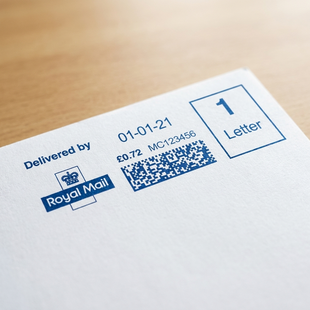 Mailmark franked strip close-up